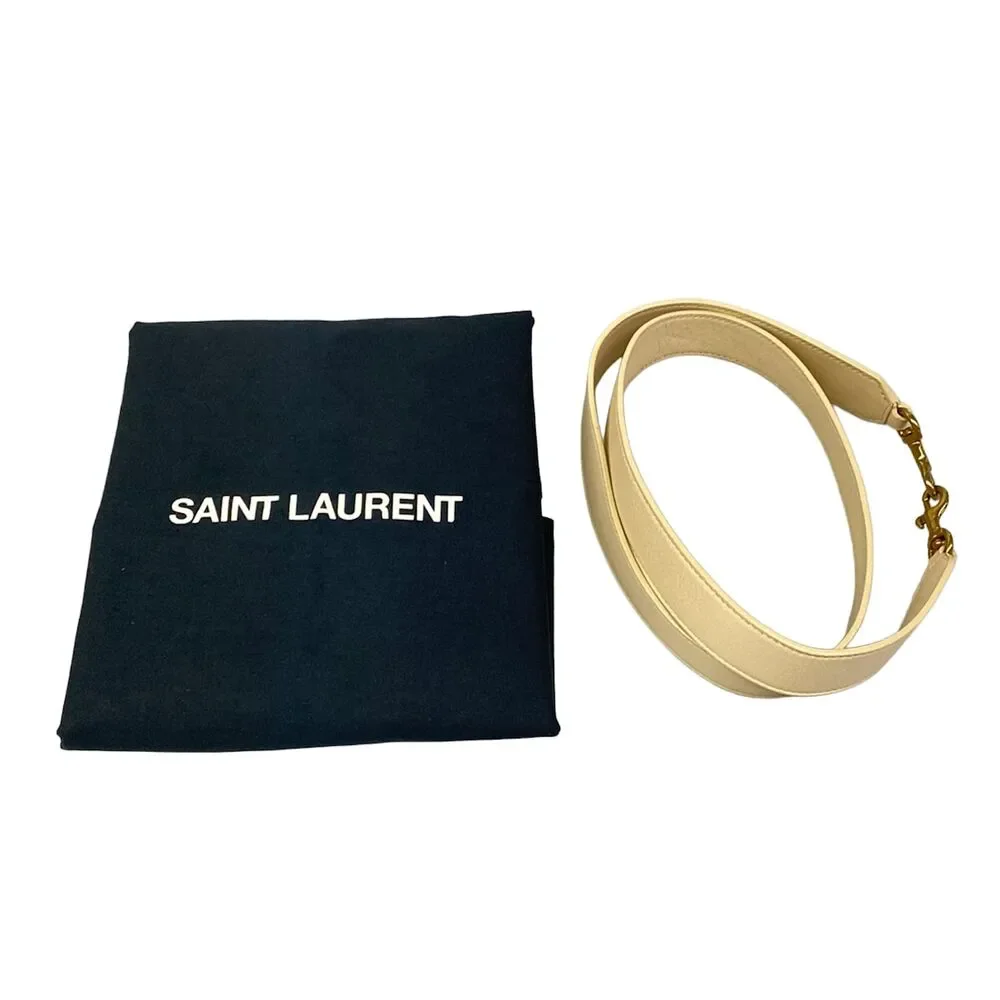 Saint Laurent PARIS Baby Downtown Cavas Handbag 436834 Beige Cream Raffia - Picture 8 of 15